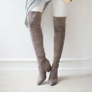 Goodnight Macaroon Taupe Gray Over The Knee Boots